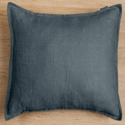 Taie d'oreiller carrée lin lavé (80 x 80 cm) Louise Gris ardoise