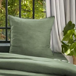 Taie d'oreiller carrée lyocell Tencel™ lavé (63 x 63 cm) Olivia Vert romarin