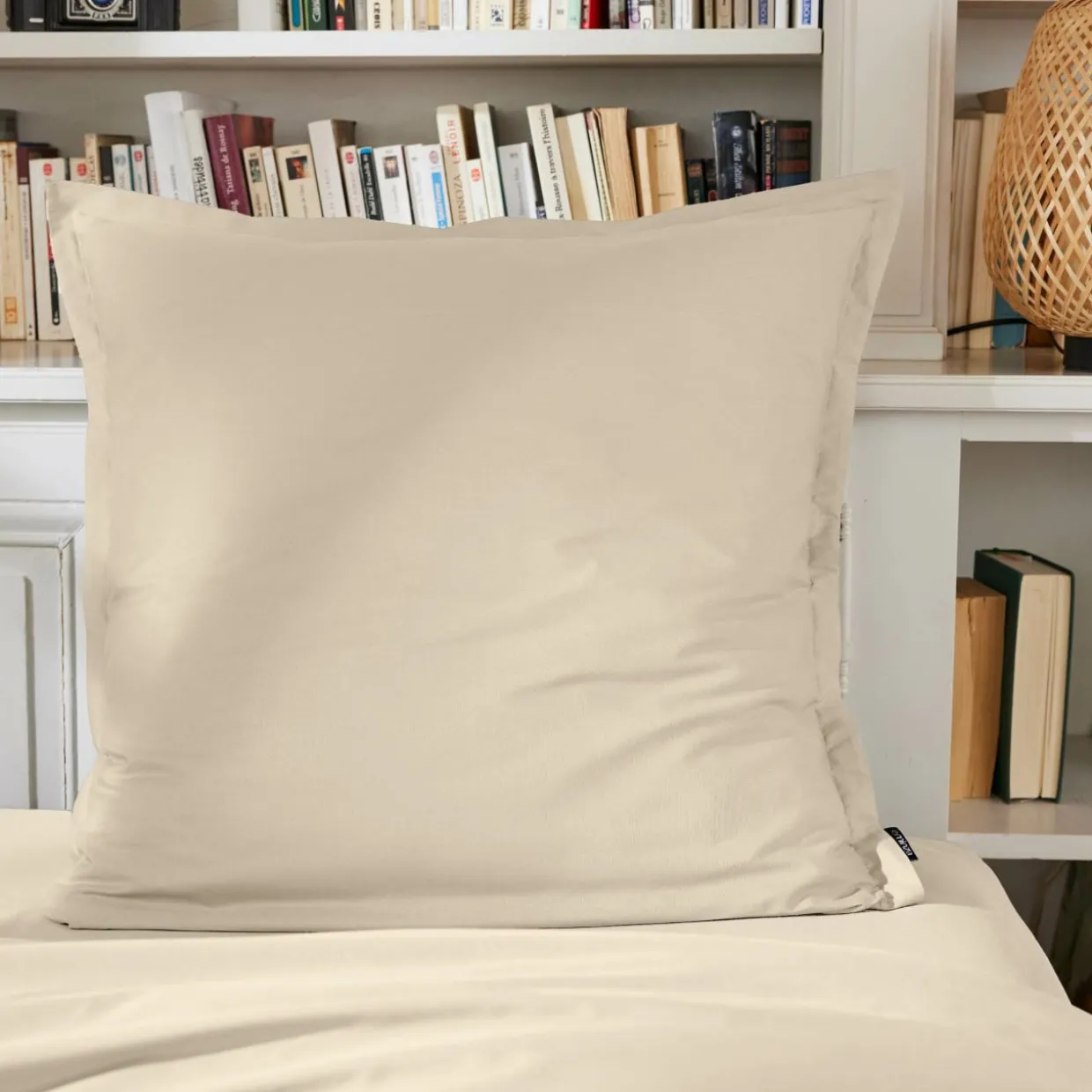 Taie d'oreiller carrée percale de coton (65 x 65 cm) Cali Beige