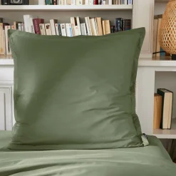 Taie d'oreiller carrée percale de coton (65 x 65 cm) Cali Vert romarin