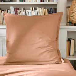 Taie d'oreiller carrée percale de coton (65 x 65 cm) Cali Rose pêche