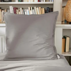 Taie d'oreiller carrée percale de coton (65 x 65 cm) Cali Gris clair