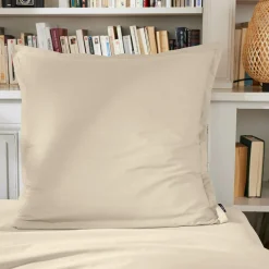 Taie d'oreiller carrée percale de coton (80 x 80 cm) Cali Beige