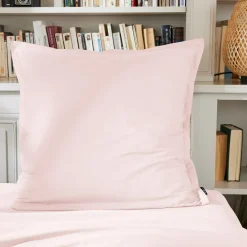 Taie d'oreiller carrée percale de coton (80 x 80 cm) Cali Rose poudré