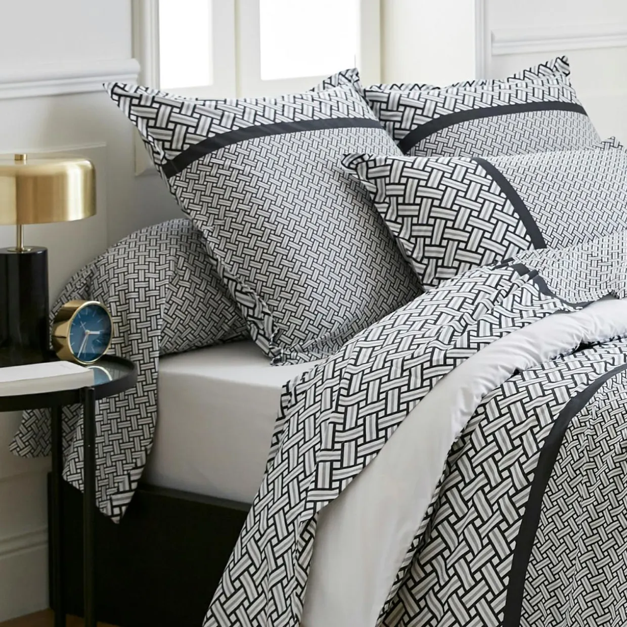 Taie d'oreiller carrée percale de coton (65 x 65 cm) Riviera Grise