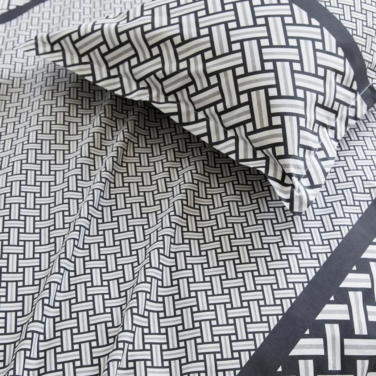 Taie d'oreiller carrée percale de coton (65 x 65 cm) Riviera Grise