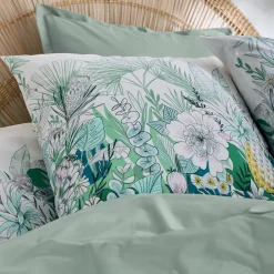 Taie d'oreiller carrée percale de coton (65 x 65 cm) Bali Verte