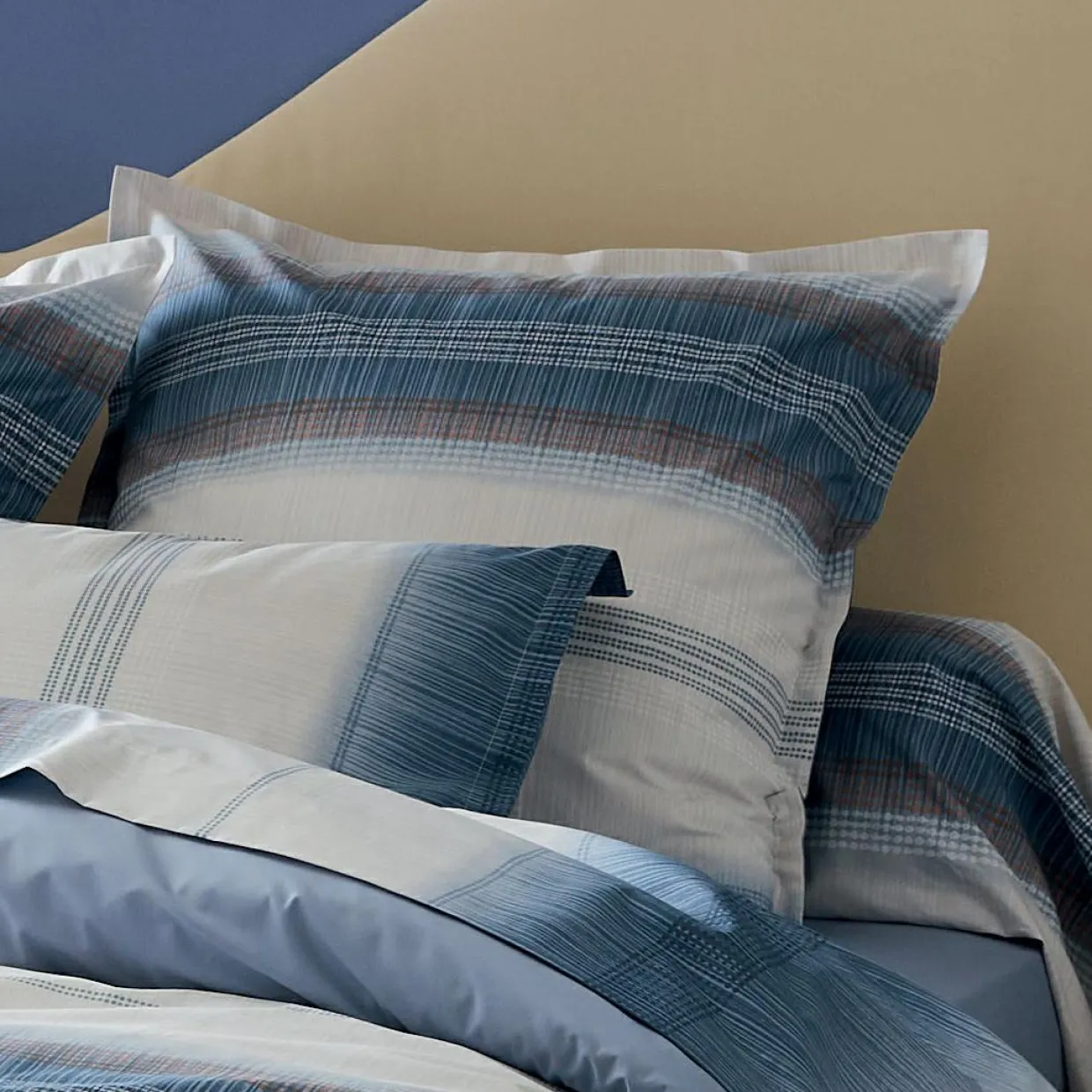 Taie d'oreiller carrée percale de coton (65 x 65 cm) Esteban Bleue