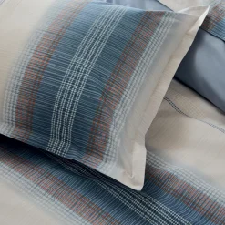 Taie d'oreiller carrée percale de coton (65 x 65 cm) Esteban Bleue