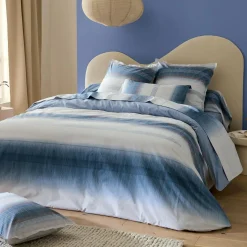 Taie d'oreiller carrée percale de coton (65 x 65 cm) Esteban Bleue