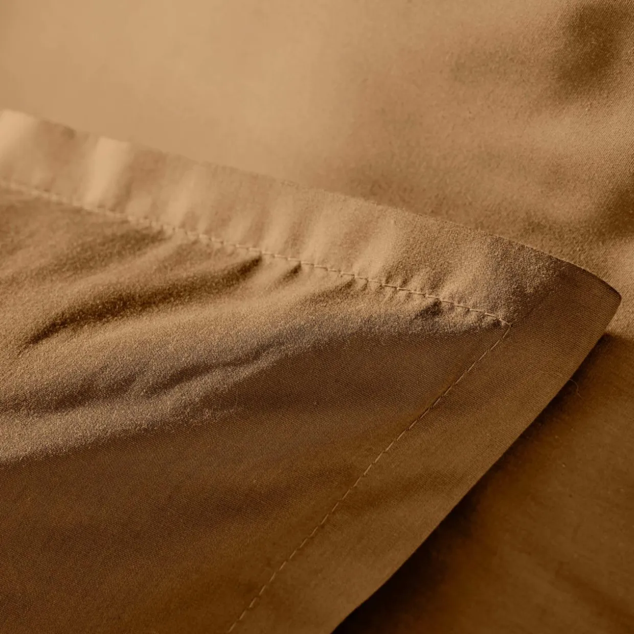 Taie d'oreiller carrée percale de coton (80 x 80 cm) Cali Camel
