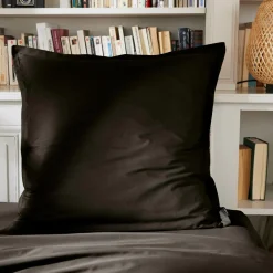 Taie d'oreiller carrée percale de coton (80 x 80 cm) Cali Noire