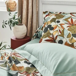 Taie d'oreiller carrée percale de coton (65 x 65 cm) Cascade Multicolore