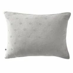 Taie d'oreiller rectangulaire gaze de coton (50 x 70 cm) Gaïa Boho Gris nuage