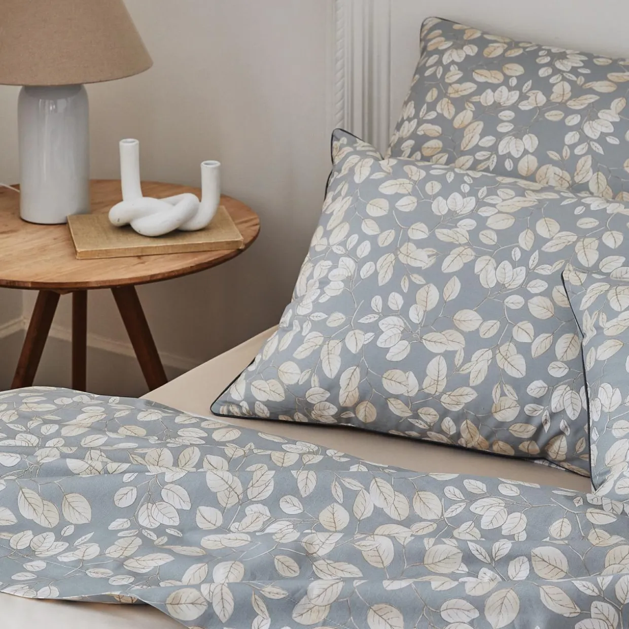 Taie d'oreiller rectangulaire percale de coton (50 x 70 cm) Lison Grise