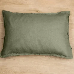 Taie d'oreiller rectangulaire lin lavé (50 x 80 cm) Louise Vert romarin