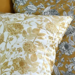 Taie d'oreiller rectangulaire percale de coton (50 x 70 cm) Jacinthe Jaune moutarde