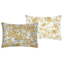 Taie d'oreiller rectangulaire percale de coton (50 x 70 cm) Jacinthe Jaune moutarde