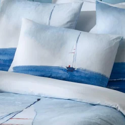 Taie d'oreiller rectangulaire percale de coton (50 x 70 cm) Regate Bleue