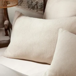 Taie d'oreiller rectangulaire coton nid d'abeille (50 x 70 cm) Eva Beige