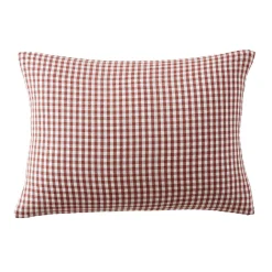 Taie d'oreiller rectangulaire gaze de coton (50 x 80 cm) Gaïa Vichy Terracotta