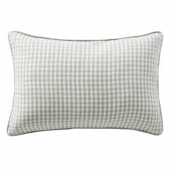 Taie d'oreiller rectangulaire gaze de coton (50 x 80 cm) Gaïa Vichy Vert eucalyptus