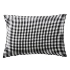 Taie d'oreiller rectangulaire gaze de coton (50 x 70 cm) Gaïa vichy Noire