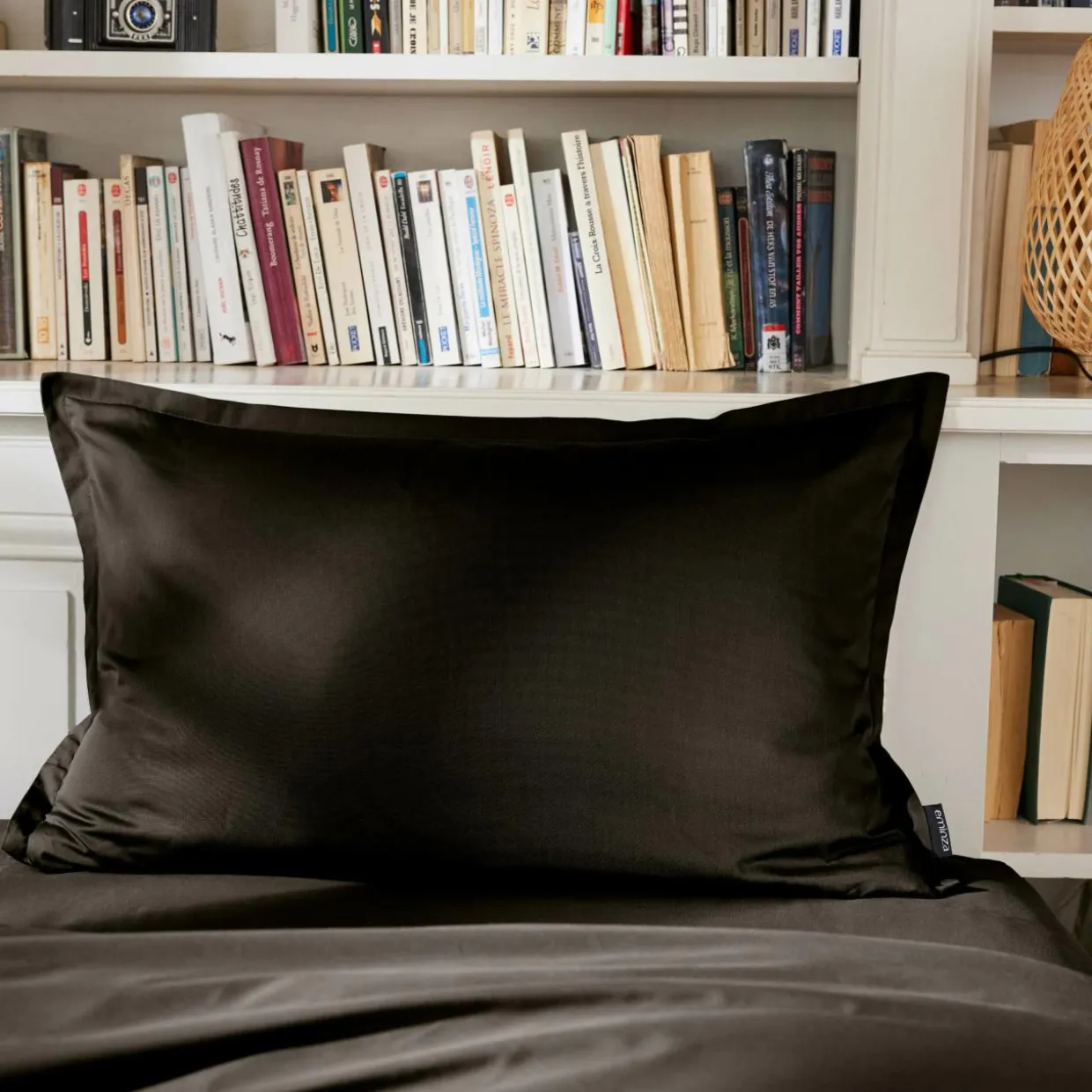 Taie d'oreiller rectangulaire percale de coton (50 x 70 cm) Cali Noire