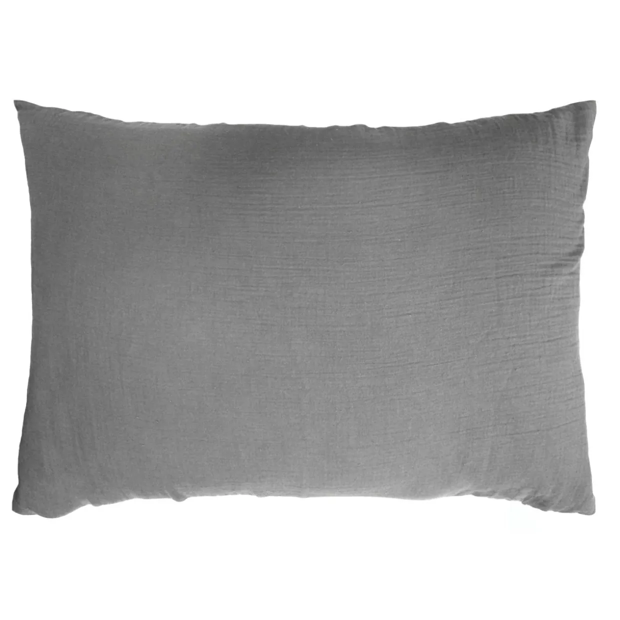 Taie d'oreiller rectangulaire gaze de coton (50 x 70 cm) Gaïa Gris granit