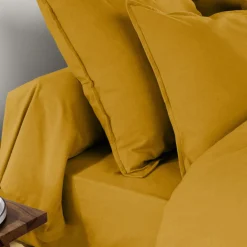 Taie d'oreiller rectangulaire flanelle de coton (50 x 70 cm) Nina Jaune ocre
