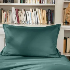 Taie d'oreiller rectangulaire percale de coton (50 x 70 cm) Cali Bleu canard