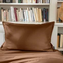 Taie d'oreiller rectangulaire percale de coton (50 x 70 cm) Cali Marron chocolat