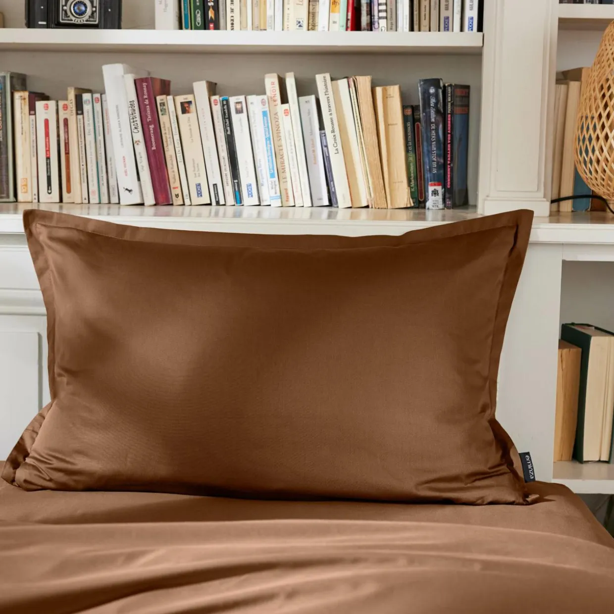 Taie d'oreiller rectangulaire percale de coton (50 x 70 cm) Cali Marron chocolat
