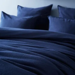 Taie d'oreiller rectangulaire flanelle de coton (50 x 80 cm) Nina Bleu nuit