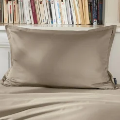 Taie d'oreiller rectangulaire percale de coton (50 x 80 cm) Cali Taupe