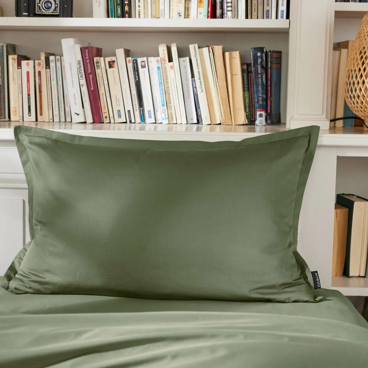 Taie d'oreiller rectangulaire percale de coton (50 x 80 cm) Cali Vert romarin