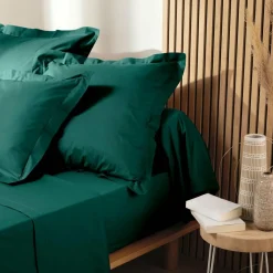 Taie d'oreiller rectangulaire coton bio (50 x 70 cm) Biolina Vert émeraude