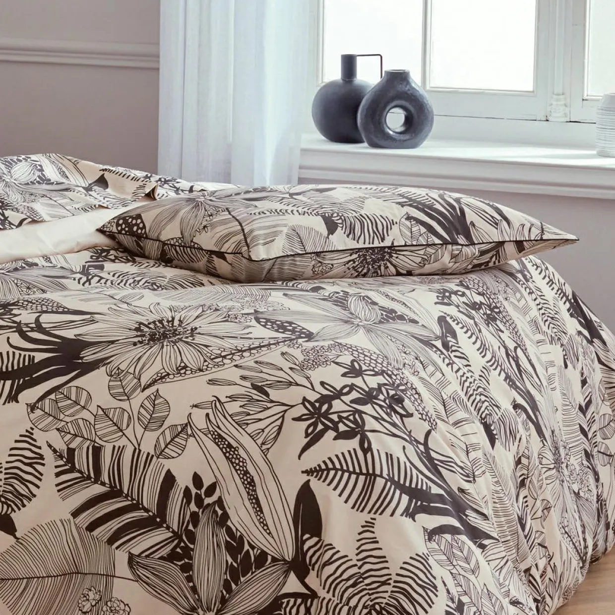 Taie d'oreiller rectangulaire percale de coton (50 x 70 cm) Alba Noire