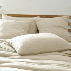 Taie d'oreiller rectangulaire gaze de coton (50 x 70 cm) Gaïa Chic Beige pampa