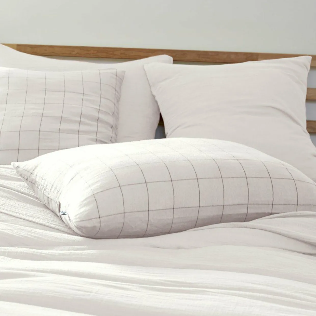 Taie d'oreiller rectangulaire gaze de coton (50 x 70 cm) Gaïa Match Blanc chantilly