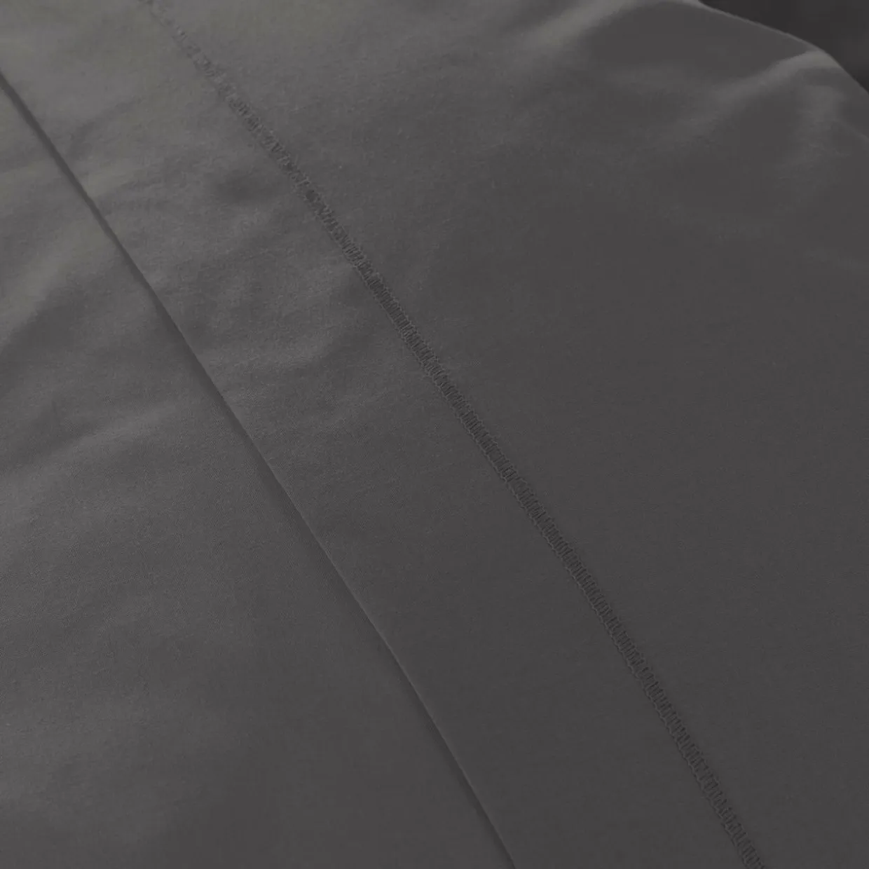 Taie d'oreiller rectangulaire percale de coton (80 cm) Cali Gris anthracite