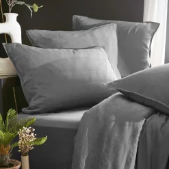 Taie d'oreiller rectangulaire lyocell Tencel™ lavé (50 x 70 cm) Olivia Gris granit