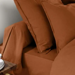 Taie d'oreiller rectangulaire flanelle de coton (50 x 80 cm) Nina Terracotta