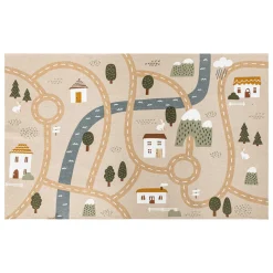 Tapis antidérapant enfant coton (100 x 150 cm) Routes Multicolore