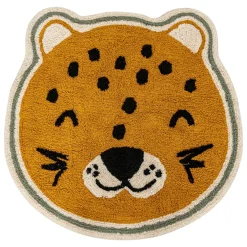 Tapis antidérapant enfant coton (90 cm) Léopard Orange