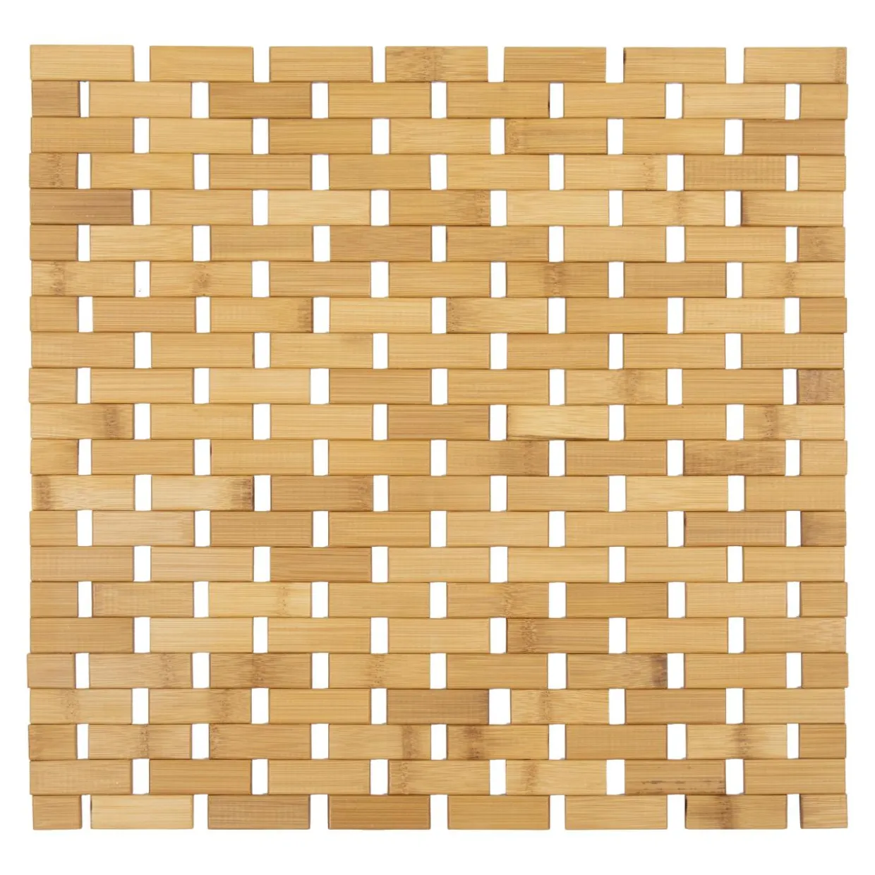 Tapis de bain Caillebotis carré bambou (45 x 45 cm) Antidérapant Beige