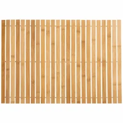 Tapis de bain caillebotis à rouler bambou (60 x 40 cm) Leo Beige