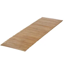 Tapis de bain caillebotis à rouler bambou (120 x 50 cm) Leo Beige
