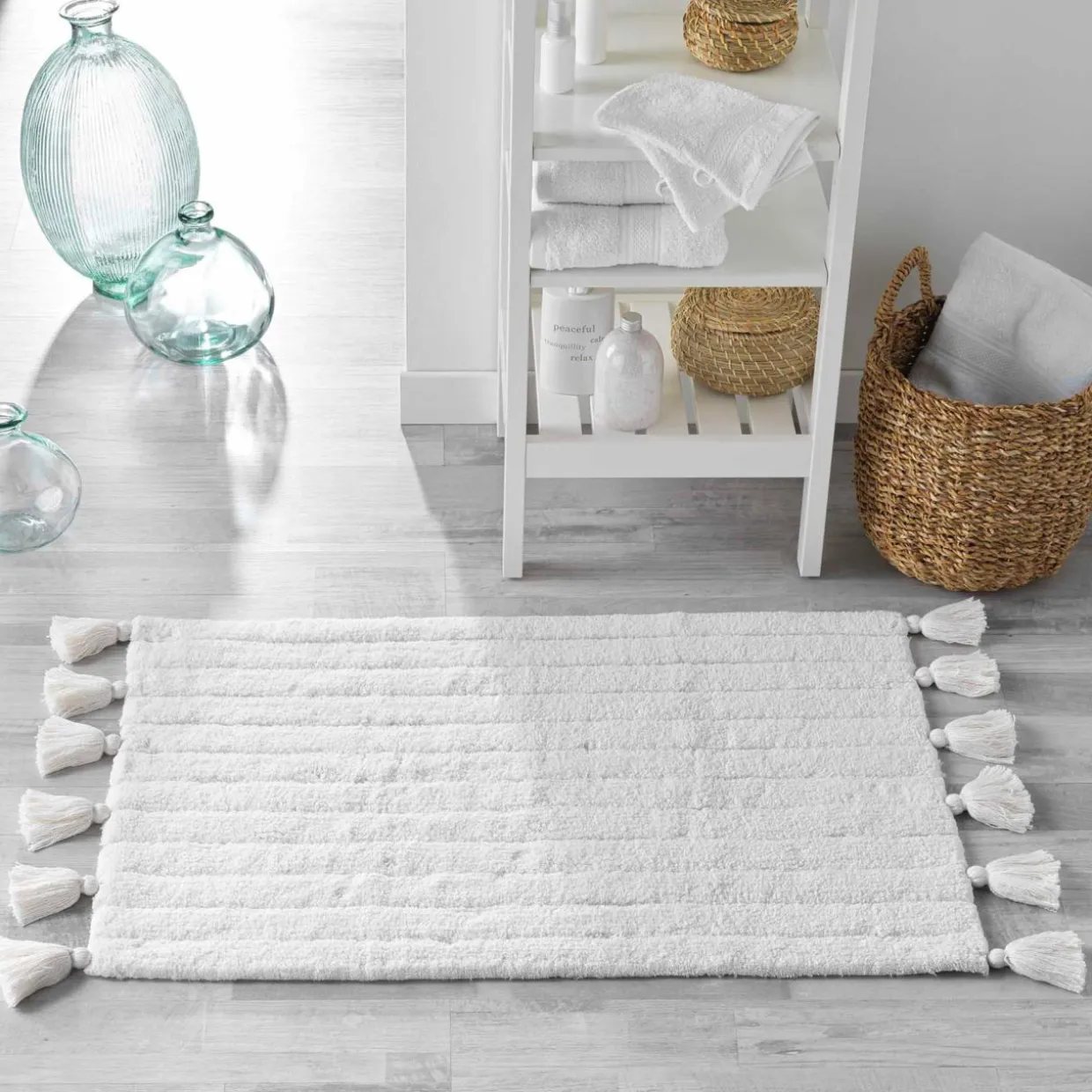 Tapis de bain coton (50 x 80 cm) Minatis Blanc
