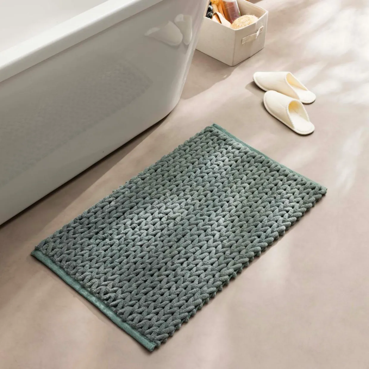 Tapis de bain en coton (50 x 80 cm) Ariel Vert cèdre